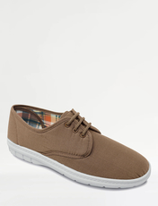Canvas Wide G Fit Lace Up Shoe Beige