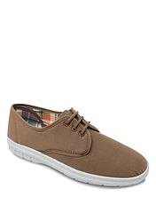 Canvas Wide Fit Lace Up Shoe Beige