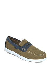 Dr Keller Wider Fit Slip On Canvas Boat Shoe Brown