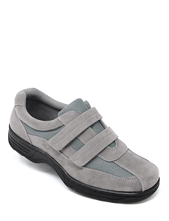 Cushion Walk Wide Fit Touch Fasten Travel Shoe with Gel Pad Grey