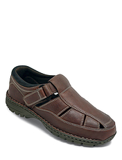 The Fitting Room Leather Wide Fit Sandal Shoe Brown