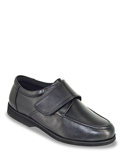 Leather Touch Fasten Shoe Extra Wide Fit Black