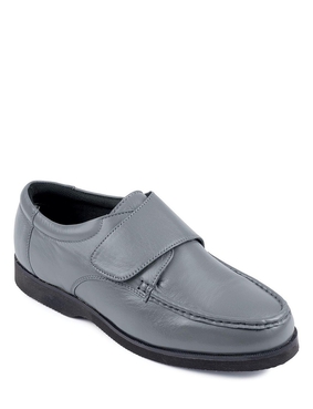 Leather Touch Fasten Shoe Extra Wide Fit Black