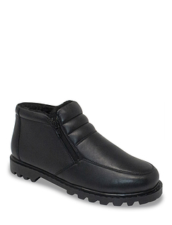 Leather Thermal Lined Twin Zip Boot Standard Fit Black
