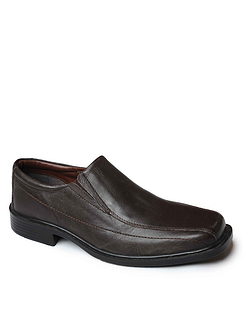 Catesby Mens Leather Wide Fit Slip On Shoe - Brown