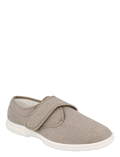 DB Cannock Touch Fasten Extra Wide Canvas EE-4E Shoes - Taupe