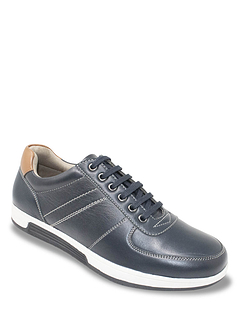 Pegasus Leather Lace Wide Fit Trainer Navy