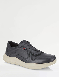 Catesby Standard Fit Casual Leather Lace Trainer Hampton Black
