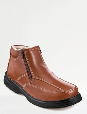 Pegasus Extra Wide Fit Leather Sherpa Lined Twin Zip Boot Black