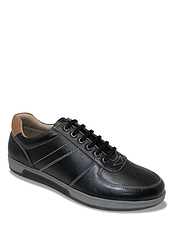 Pegasus Leather Wide Fit Lace Trainer Black