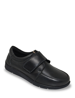 Dr Keller Wide Fit Leather Shoe With Rubber Sole Black