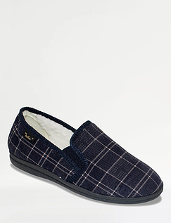 Dr Keller Wide Fit Sherpa Lined Slipper NAVY
