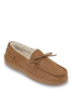 Padders Washable Wide G Fit Thermal Lined Moccasin Slipper Chestnut