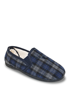 Padders Wide G Fit Slip On Slipper With Sherpa Lining Navy