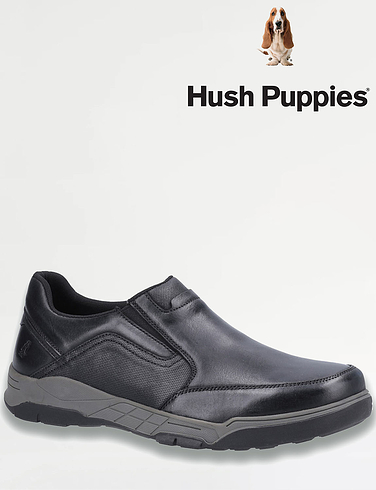 Mens Hush Puppies Wide Fit Leather Slip On Shoe Fletcher