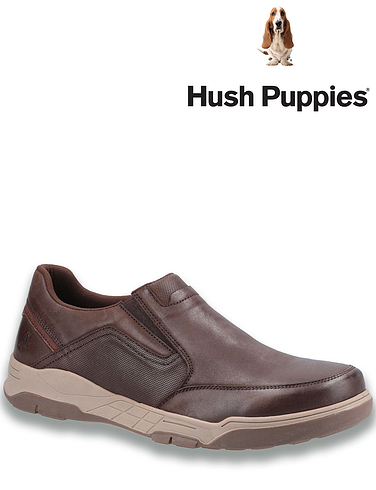 Mens Hush Puppies Wide Fit Leather Slip On Shoe Fletcher