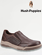 Mens Hush Puppies Wide Fit Leather Slip On Shoe Fletcher Black