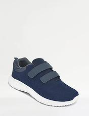 Pegasus Wide Fit Touch Fasten Fly Knit Trainer Black