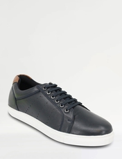Pegasus Wide Fit Leather Lace Trainer Navy