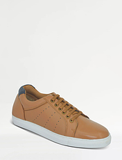 Pegasus Wide Fit Leather Lace Trainer Tan