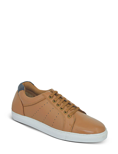 Pegasus Wide Fit Leather Lace Trainer Tan