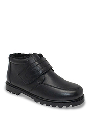 Leather Thermal Extra Wide Fit Touch Fasten Boots Black