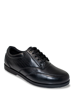 Pegasus Wide Fit Leather Lace Comfort Shoes Black