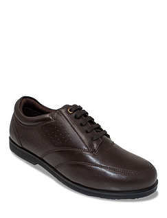 Pegasus Wide Fit Leather Lace Comfort Shoes - Brown