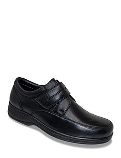 Pegasus Premium Comfort Leather Touch Fasten Shoes Black