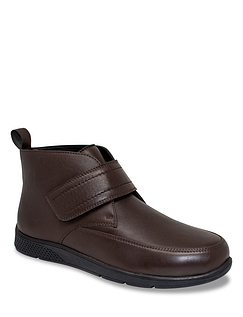 Dr Keller Wide Fit Touch Fasten Boots - Brown