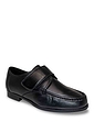 Pegasus Leather Wide Fit Touch Fasten Moccasin Shoes Black