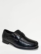 Pegasus Leather Wide Fit Slip On Moccasin Shoes Black