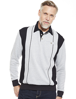 Pegasus Polo Collar Three-Button Placket Sweatshirt - Grey