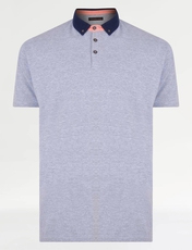 Short Sleeve Pique Polo Contrast Collar Grey
