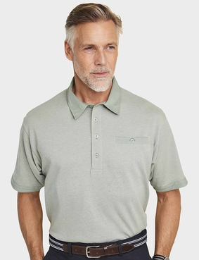 Pegasus Tailored Collar Cotton Polo With Chest Pocket NAVY