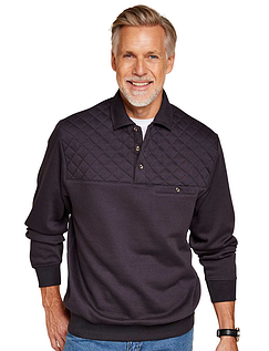 Pegasus Polo Quilted Sweatshirt With Chest Pocket - Navy