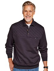 Pegasus Polo Quilted Sweatshirt With Chest Pocket Denim