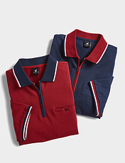 Pegasus 2 Pack Cotton Zip Neck Pique Polo Grey