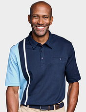 Pegasus Cut and Sew Polo with Tailored Collar Navy