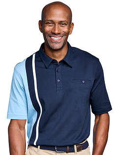 Pegasus Cut and Sew Polo with Tailored Collar Navy