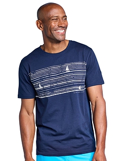 Regatta Printed Crew Neck T Shirt - Navy