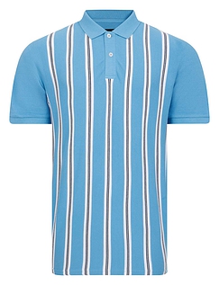 Lizard King Vertical Stripe Bubble Polo With Tipping Sky Blue