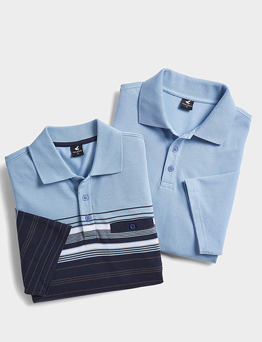 Pegasus 2 Pack Stripe and Plain Pique Polo