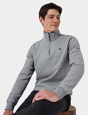 Crew Clothing Zip Sweatshirt Grey Marl