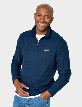 Regatta Thompson Marl Quarter Zip Fleece Green