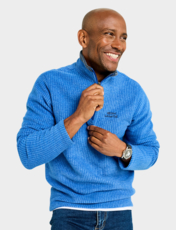 Weird Fish Quarter Zip Grid Fleece Top Blue