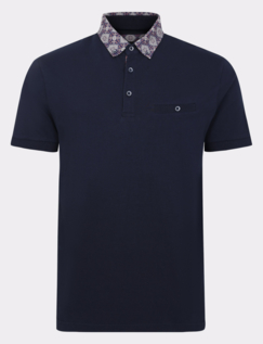 Printed Collar Lizard King Polo Shirt Navy