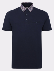 Printed Collar Lizard King Polo Shirt Navy