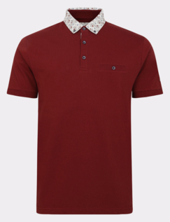 Lizard King Printed Collar Polo Shirt Maroon