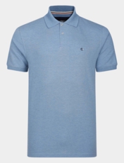 Peter Gribby Short Sleeve Melange Pique Polo Shirt Cornflower Blue